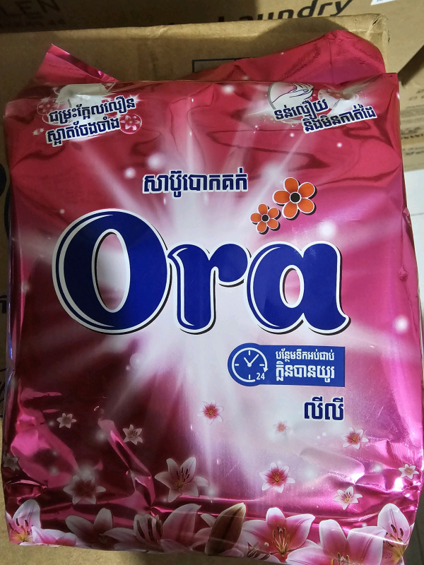 សាប៊ូម្សៅ បោកខោអាវ  អូរ៉ា Ora​ លីលី ឈូក 400g